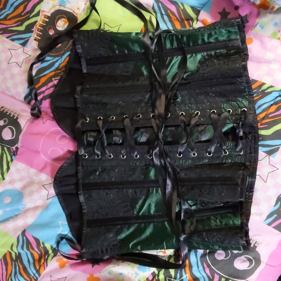 🔥Corset Story Overbust Corsetry Green w Black Lace Size 36 New Tags Never Worn - Picture 3 of 7